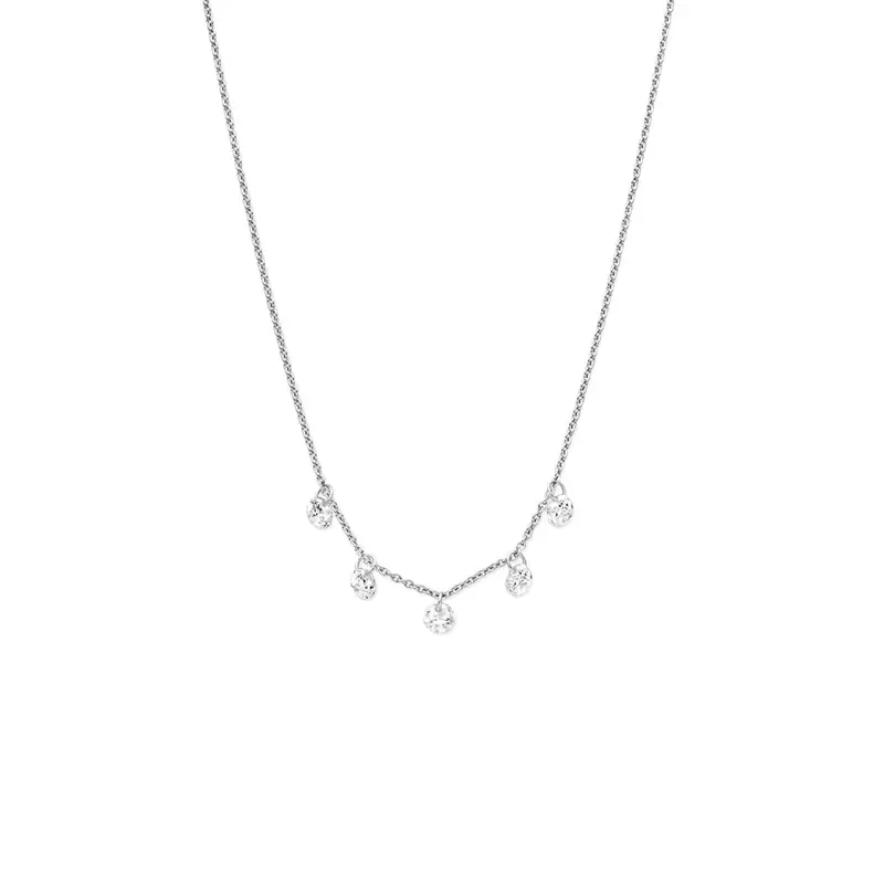 Zilveren ketting met zirkonia hanger 41 - 43 - 45 cm
