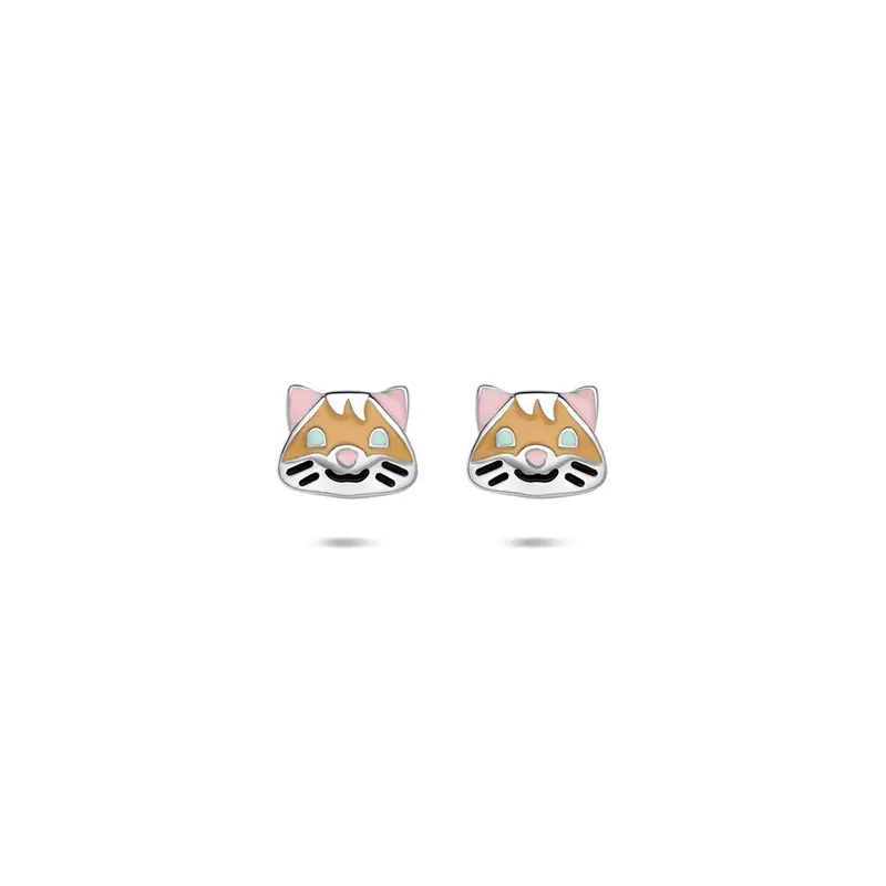 Zilveren kinder oorknoppen met emaille hamster – 5 x 6 mm