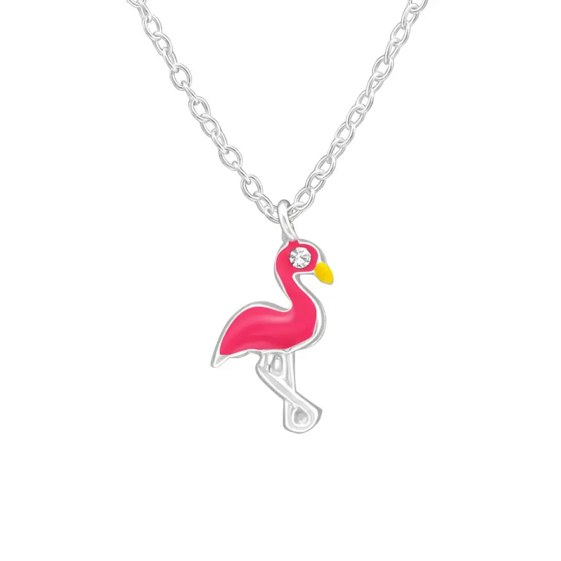 Zilveren kinderketting - Flamingo klein