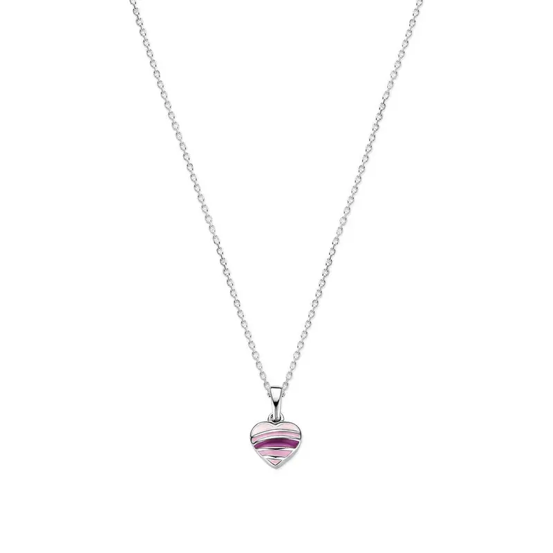 Zilveren kinderketting met hartje en emaille