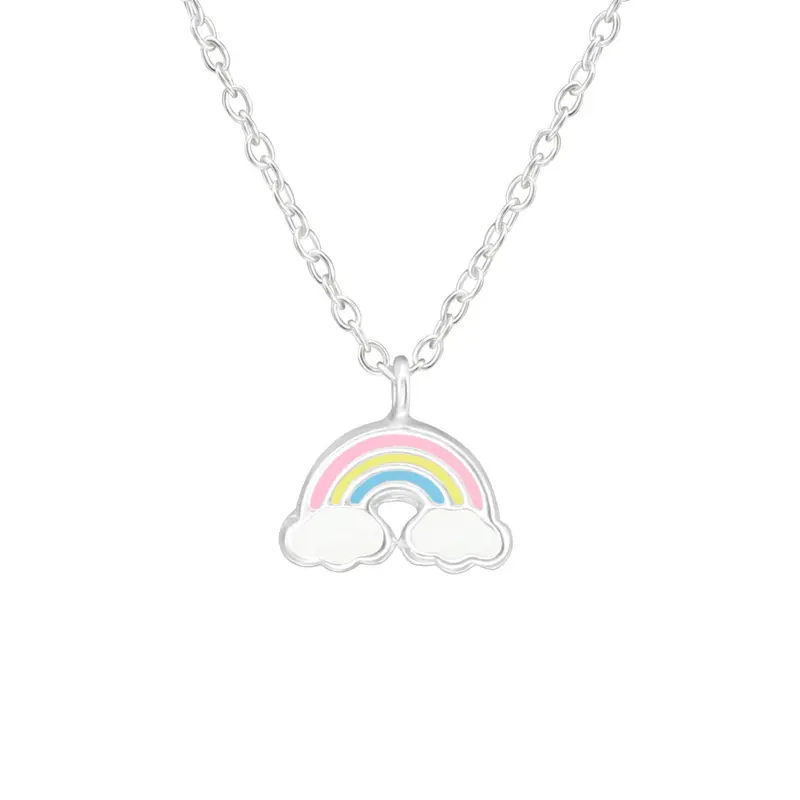 Zilveren kinderketting - Regenboog
