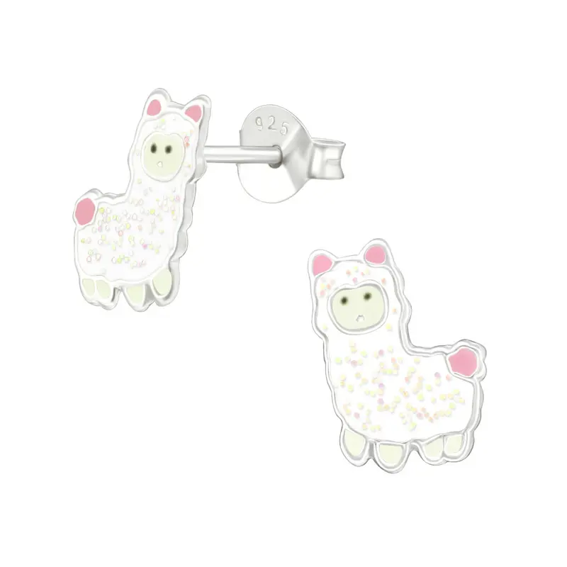 Zilveren kinderoorbellen - Alpaca glitter