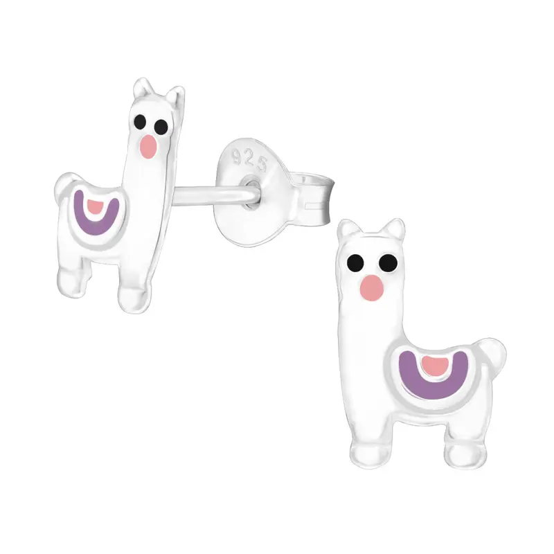 Zilveren kinderoorbellen -  Alpaca's