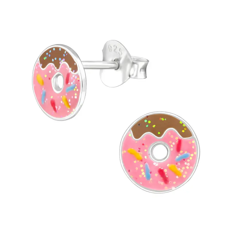 Zilveren kinderoorbellen - Donuts