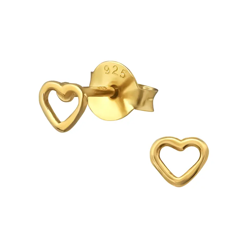 Zilveren kinderoorbellen - Hartje gold plated