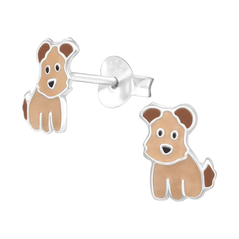 Zilveren kinderoorbellen - Hond