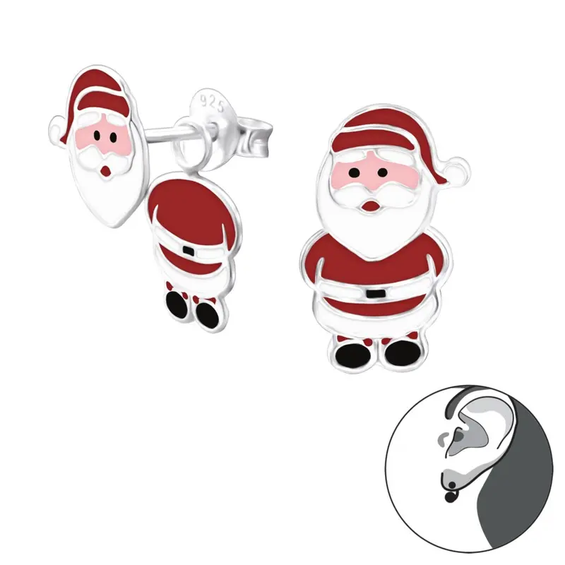 Zilveren kinderoorbellen - Kerstmannetjes