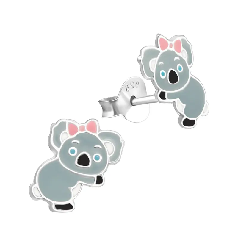 Zilveren kinderoorbellen - Koala