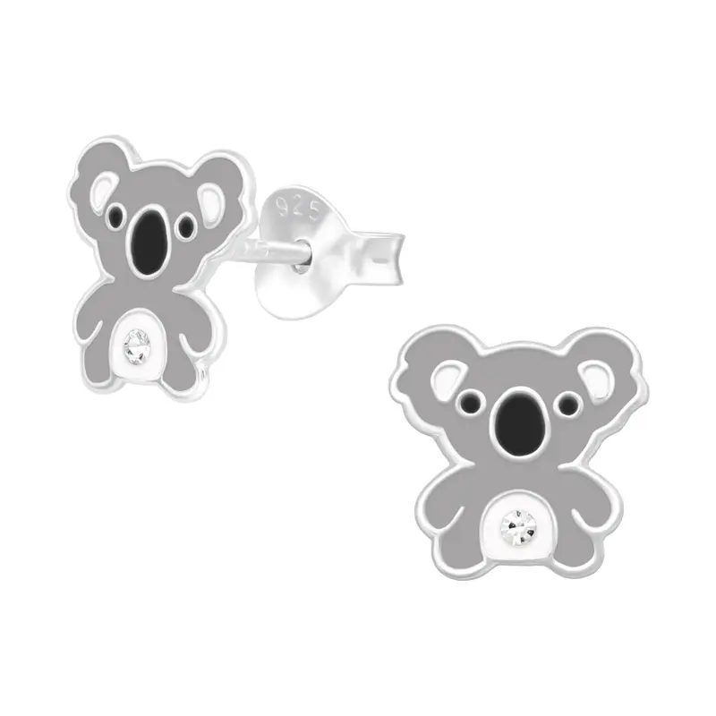 Zilveren kinderoorbellen - Koalabeer