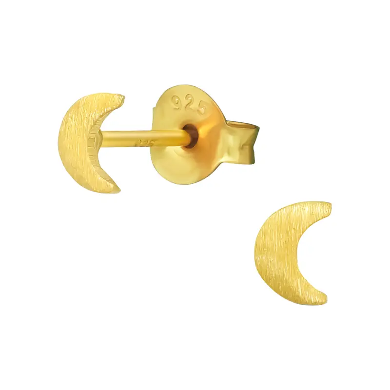 Zilveren kinderoorbellen - Maan gold plated