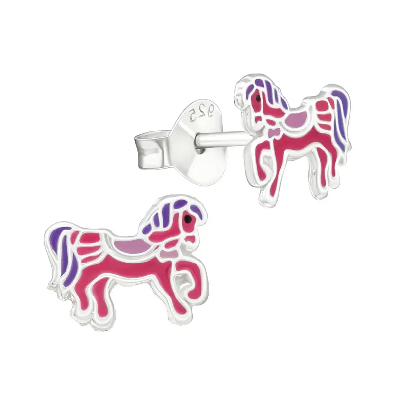 Zilveren kinderoorbellen - Pony