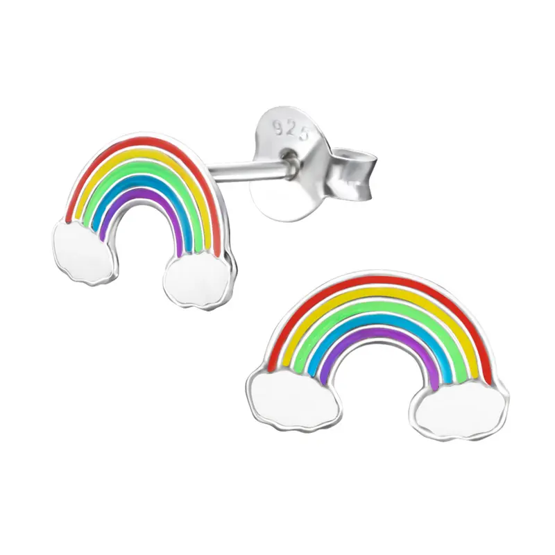 Zilveren kinderoorbellen - Rainbow
