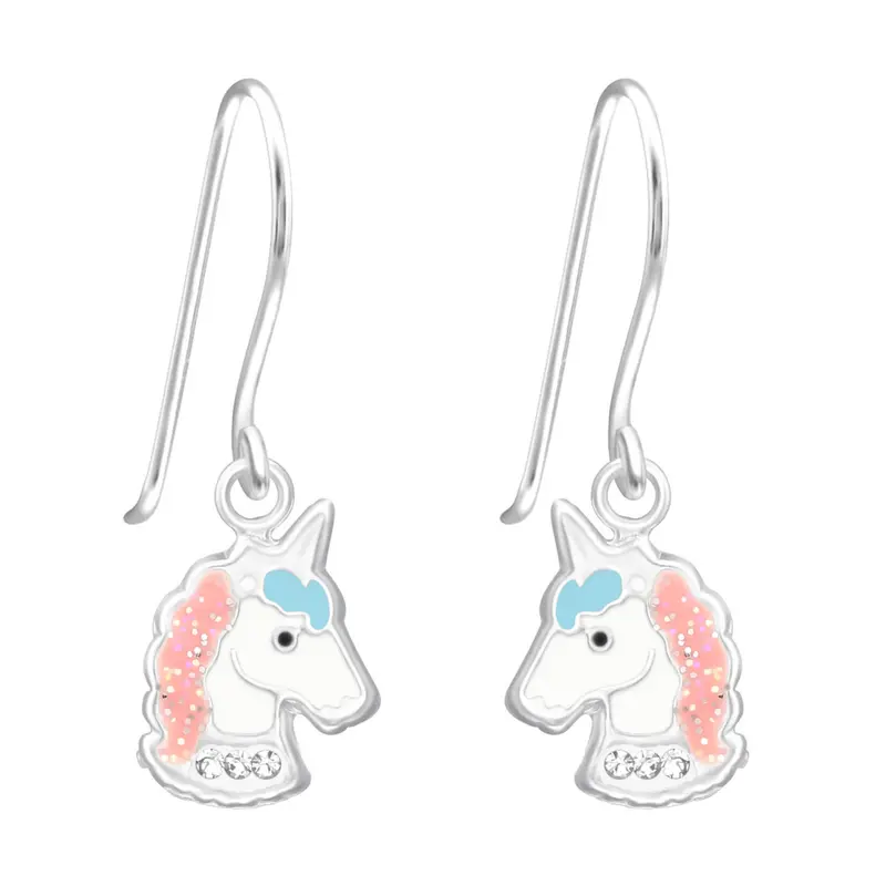 Zilveren kinderoorbellen - Unicorn hangers
