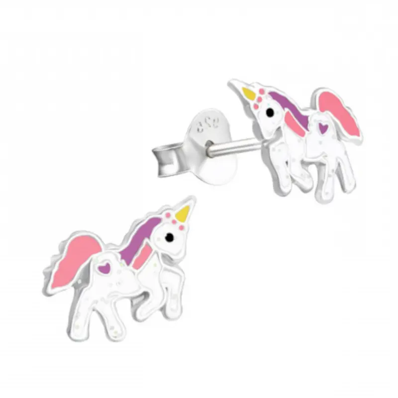 Zilveren kinderoorbellen - Unicorns
