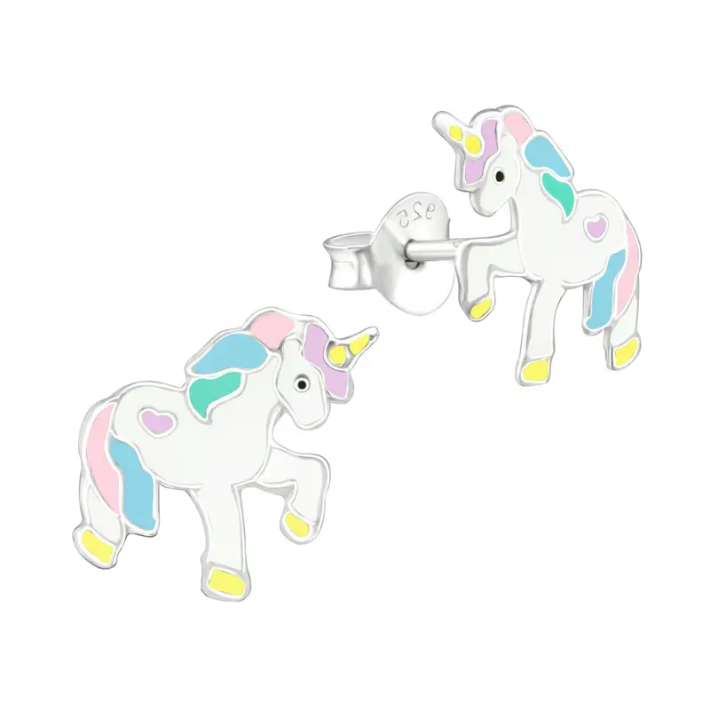 Zilveren kinderoorbellen - Unicorns
