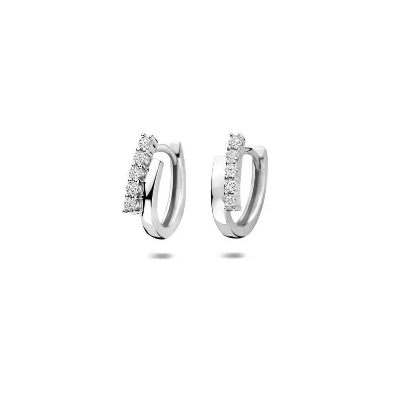 Zilveren klapoorringen met zirkonia – gerhodineerd 925 zilver 13 mm
