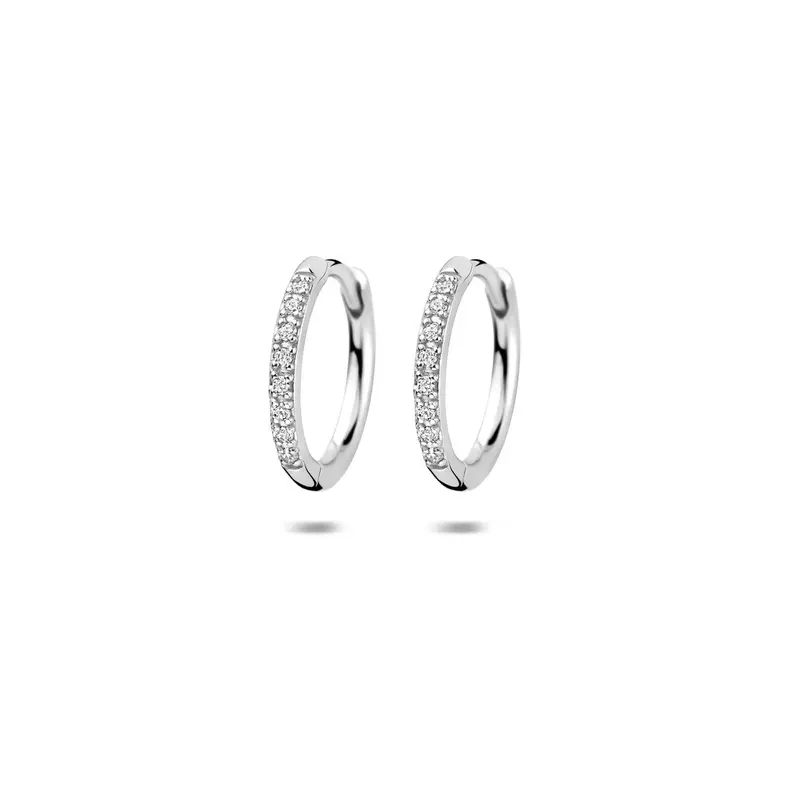 Zilveren klapoorringen met zirkonia – gerhodineerd 925 zilver 15 mm