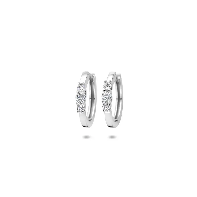 Zilveren klapoorringen met zirkonia – gerhodineerd 925 zilver