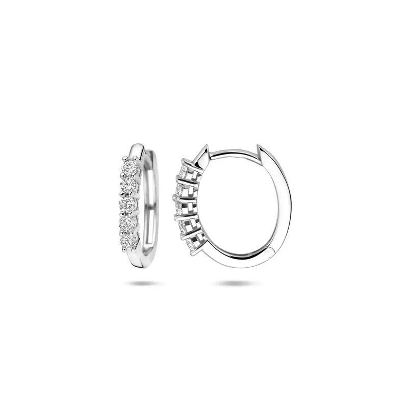 Zilveren klapoorringen met zirkonia – gerhodineerd 925 zilver