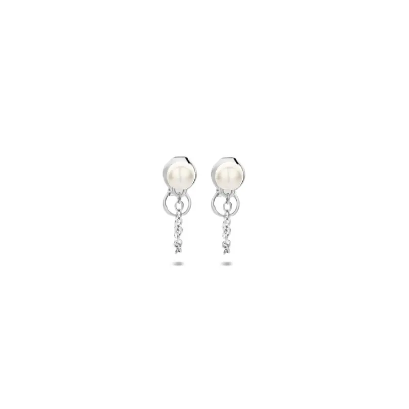 Zilveren oorhangers met parel – gerhodineerd 925 zilver