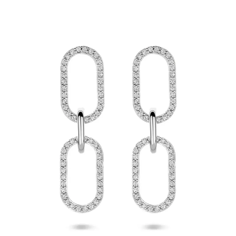 Zilveren oorhangers met zirkonia – 33 mm