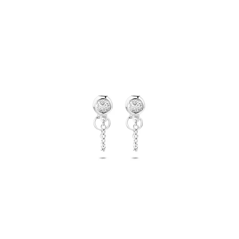 Zilveren oorhangers met zirkonia – gerhodineerd 925 zilver