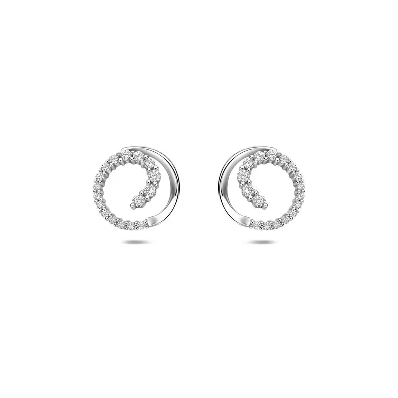 Zilveren oorknopjes met zirkonia – entourage briljant geslepen 9,5 mm