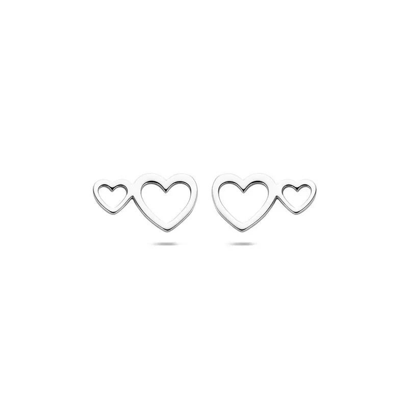 Zilveren oorknoppen met hartjes – gerhodineerd 925 zilver