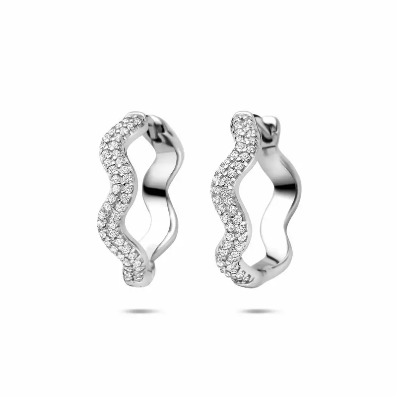 Zilveren oorringen met zirkonia – 20 mm