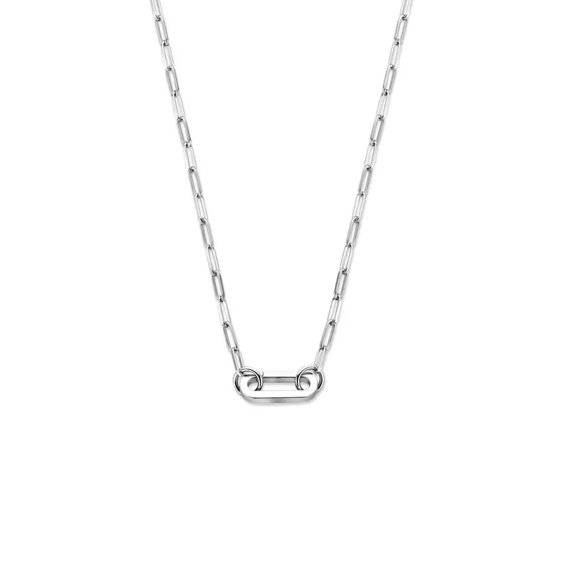 Zilveren paperclip ketting met connector – gerhodineerd 925 zilver