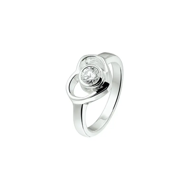 Zilveren Ring Hart met Zirkonia Gerhodineerd