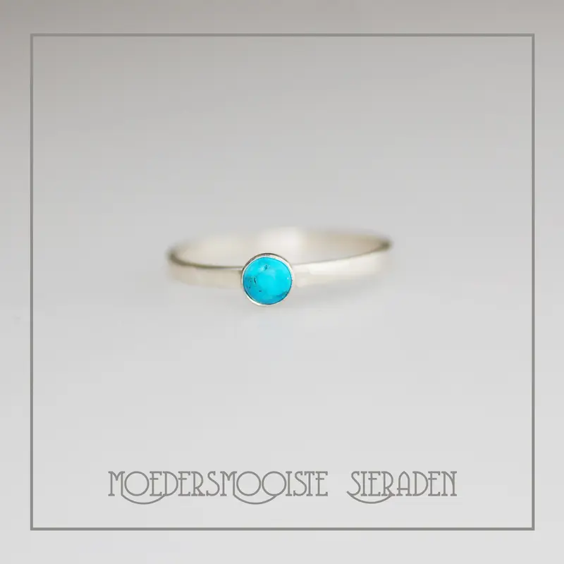Zilveren ring met geboortesteen Turkoois van december