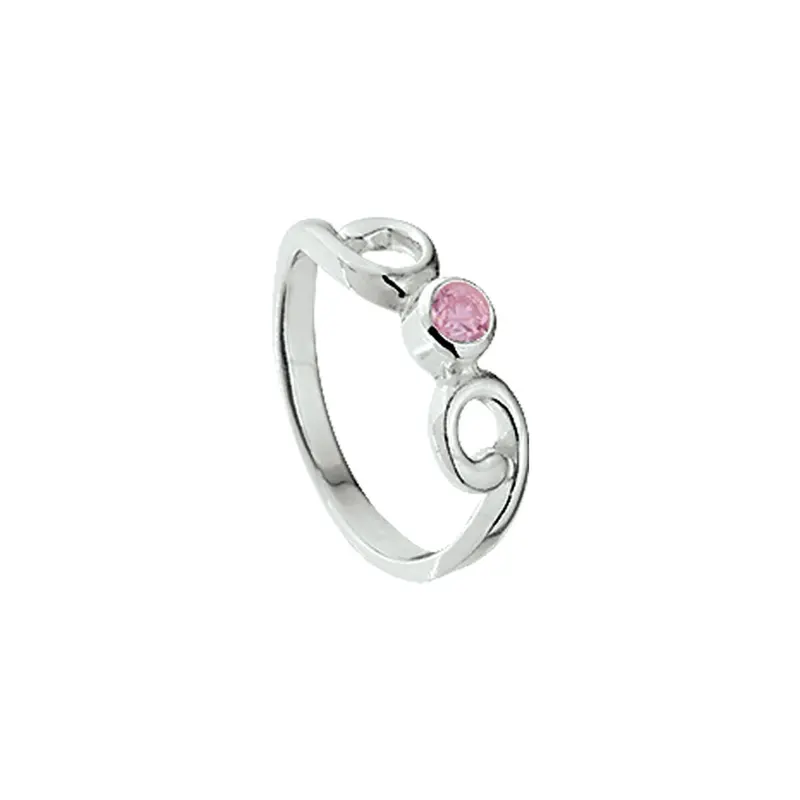 Zilveren Ring met Roze Zirkonia Gerhodineerd