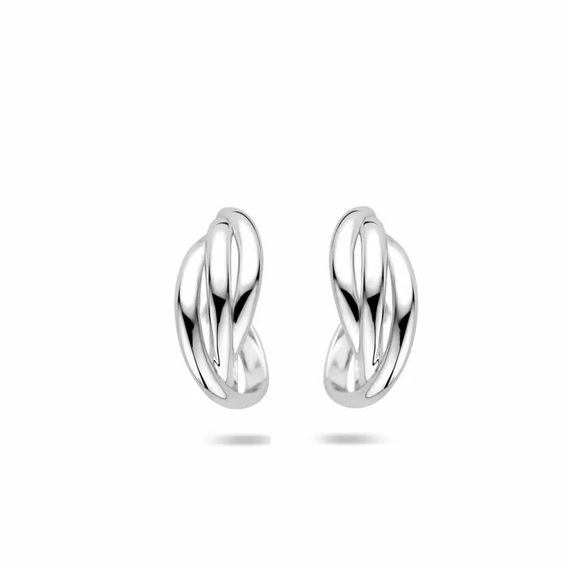 Zilveren stekeroorringen gedraaid – gerhodineerd 925 zilver, 16 x 6.5 mm