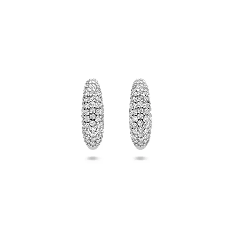 Zilveren stekeroorringen met zirkonia 14 mm