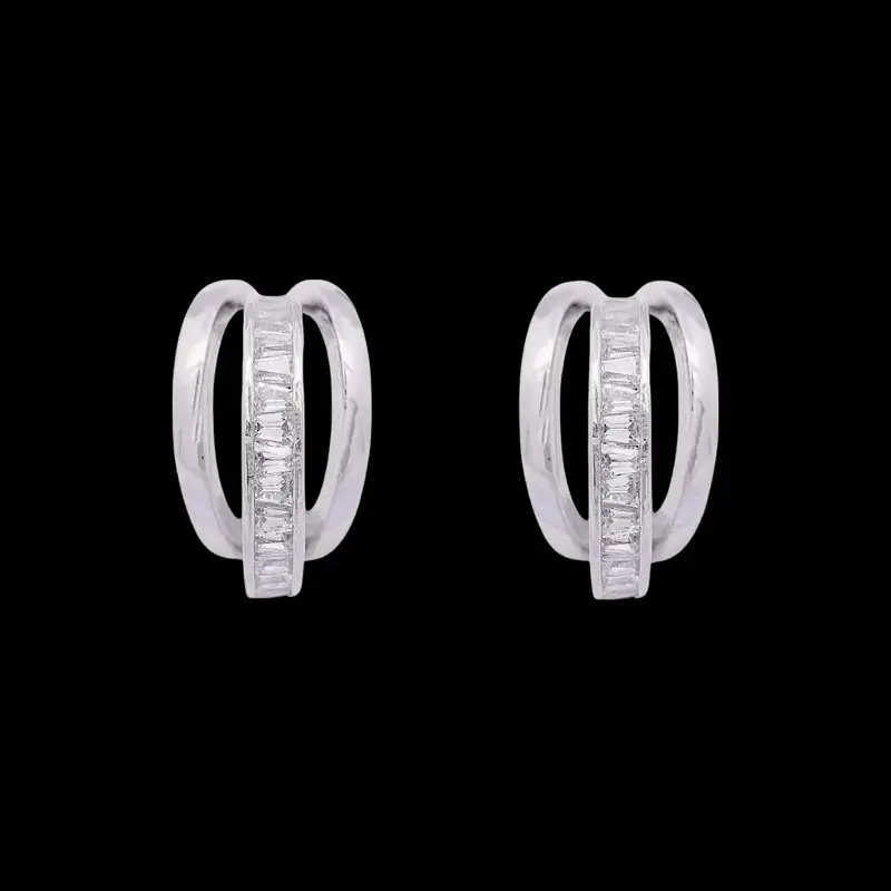 Zilverkleurige Clip Oorbellen met Zirkonia Stenen