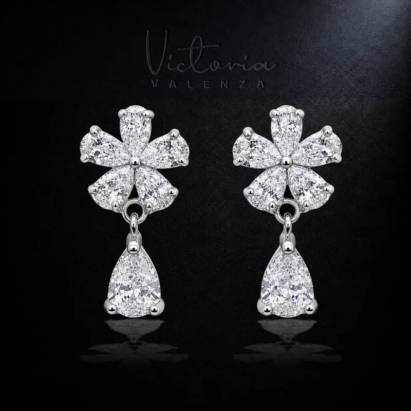 Zilverkleurige Fleur Clip Oorbellen met Zirkonia Stenen