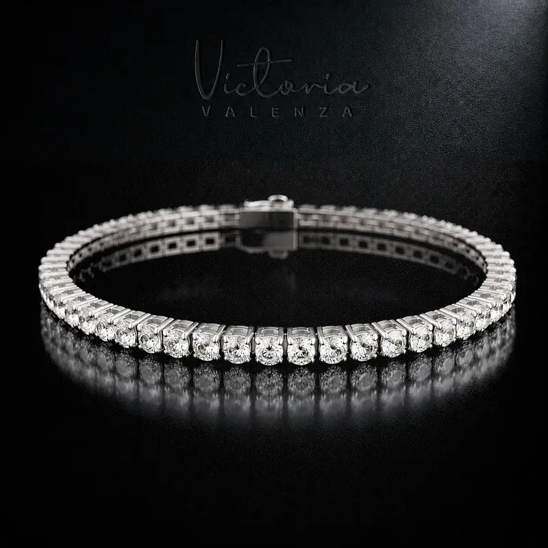 Zilverkleurige RVS Armband met 3 mm Zirkonia Stenen