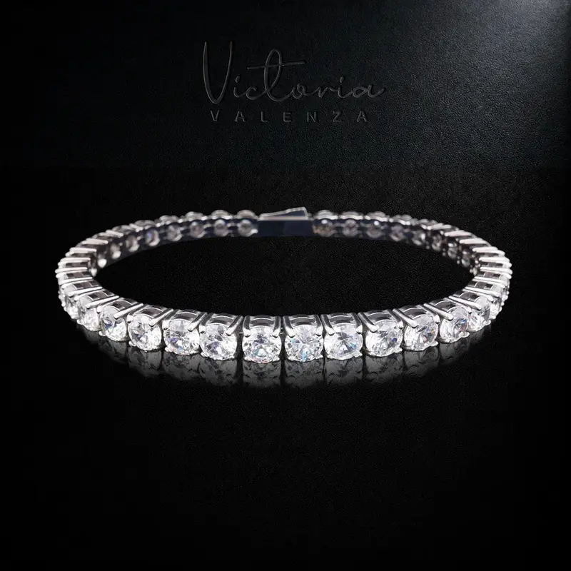 Zilverkleurige RVS Tennisarmband met 5 mm Zirkonia Stenen 20,5 cm