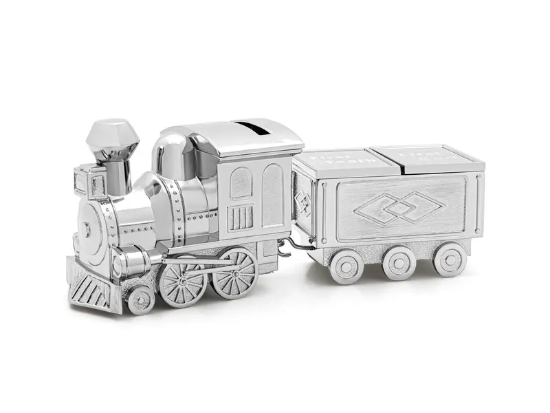 Zilverstad Spaarpot en Tandendoosje Locomotief Verzilverd
