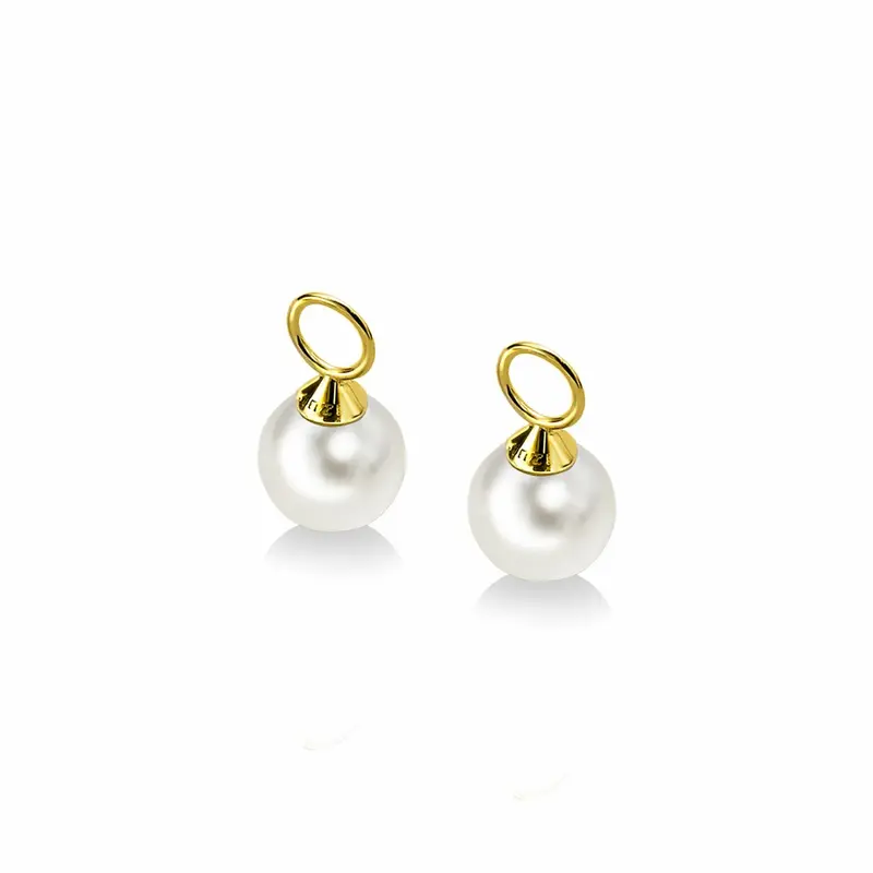 ZINZI 14K Gouden Oorbedels met Witte Parel ZGCH144