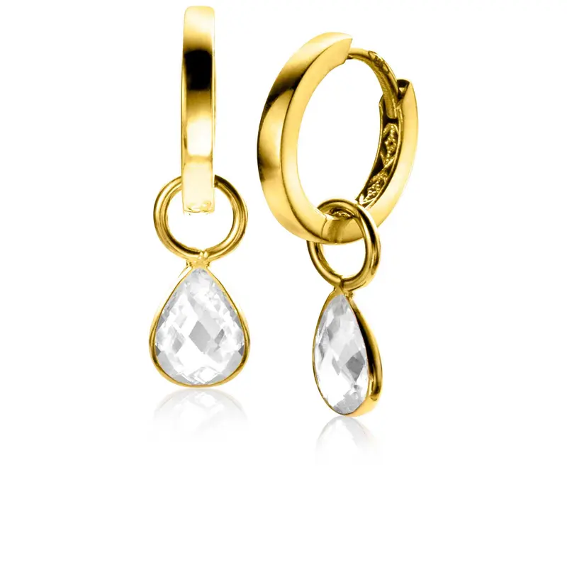 ZINZI 14K Gouden Oorbedels met Witte Zirkonia ZGCH390