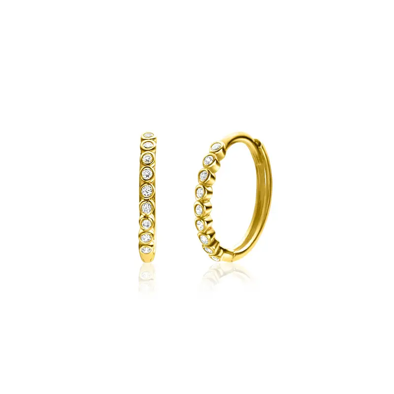 ZINZI 14K Gouden Oorbellen met Witte Zirkonia ZGO409