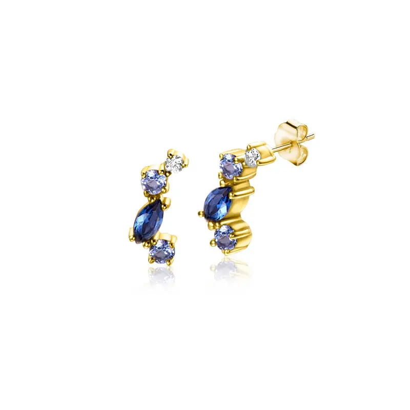 ZINZI 14K Gouden Oorknoppen met Blauwe Zirkonia ZGO381