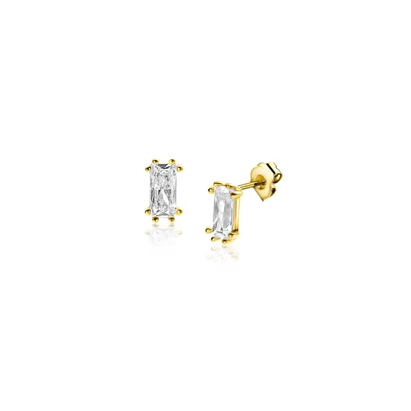 ZINZI 14K Gouden Oorknoppen met Witte Zirkonia ZGO369