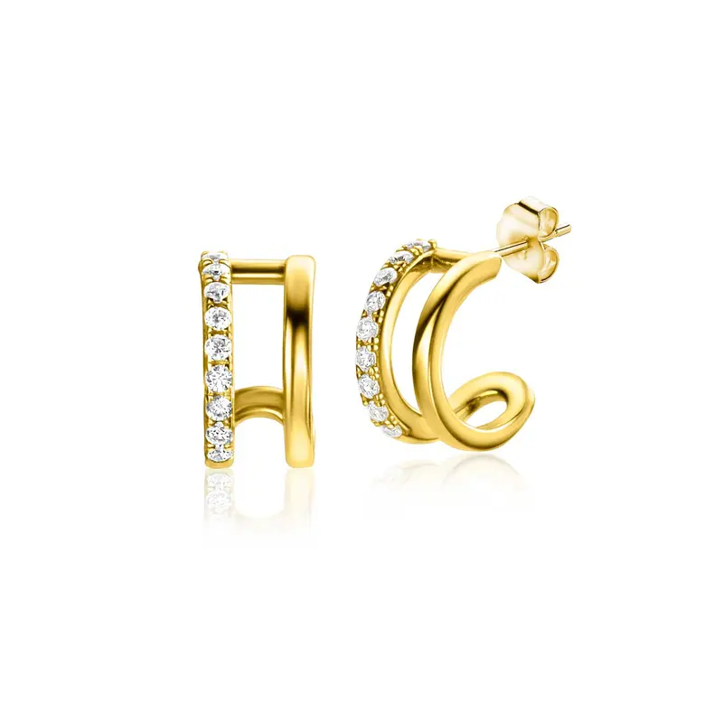 ZINZI 14K Gouden Oorknoppen met Witte Zirkonia ZGO382