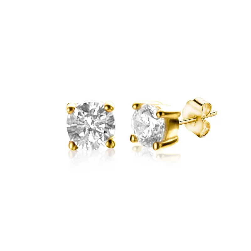 ZINZI 14K Gouden Oorknoppen met Witte Zirkonia ZGO385