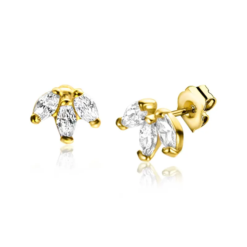 ZINZI 14K Gouden Oorknoppen met Witte Zirkonia ZGO411