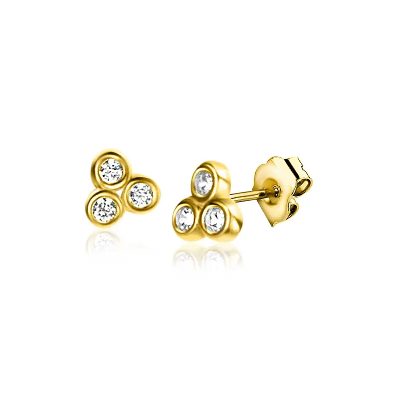 ZINZI 14K Gouden Oorknoppen met Witte Zirkonia ZGO412