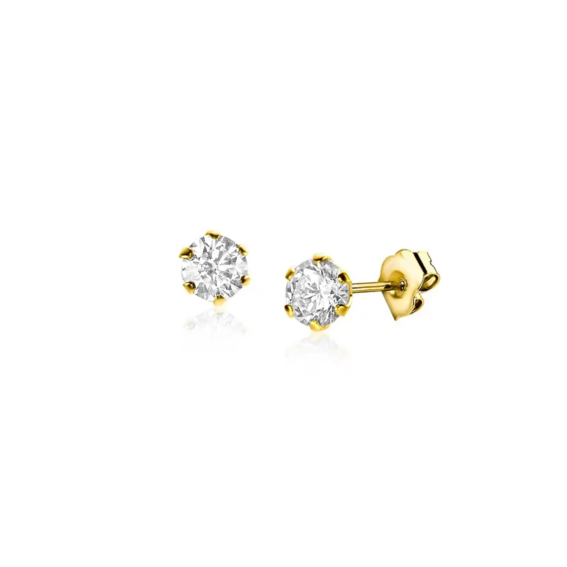 ZINZI 14K Gouden Oorknoppen met Witte Zirkonia ZGO455